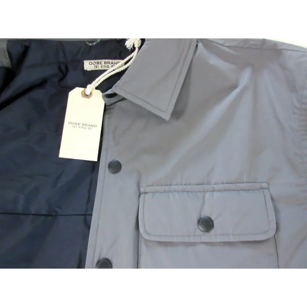 OOBE Brand Men's Snap Front Deck Shirt Jacket Ash Grey Black NWT